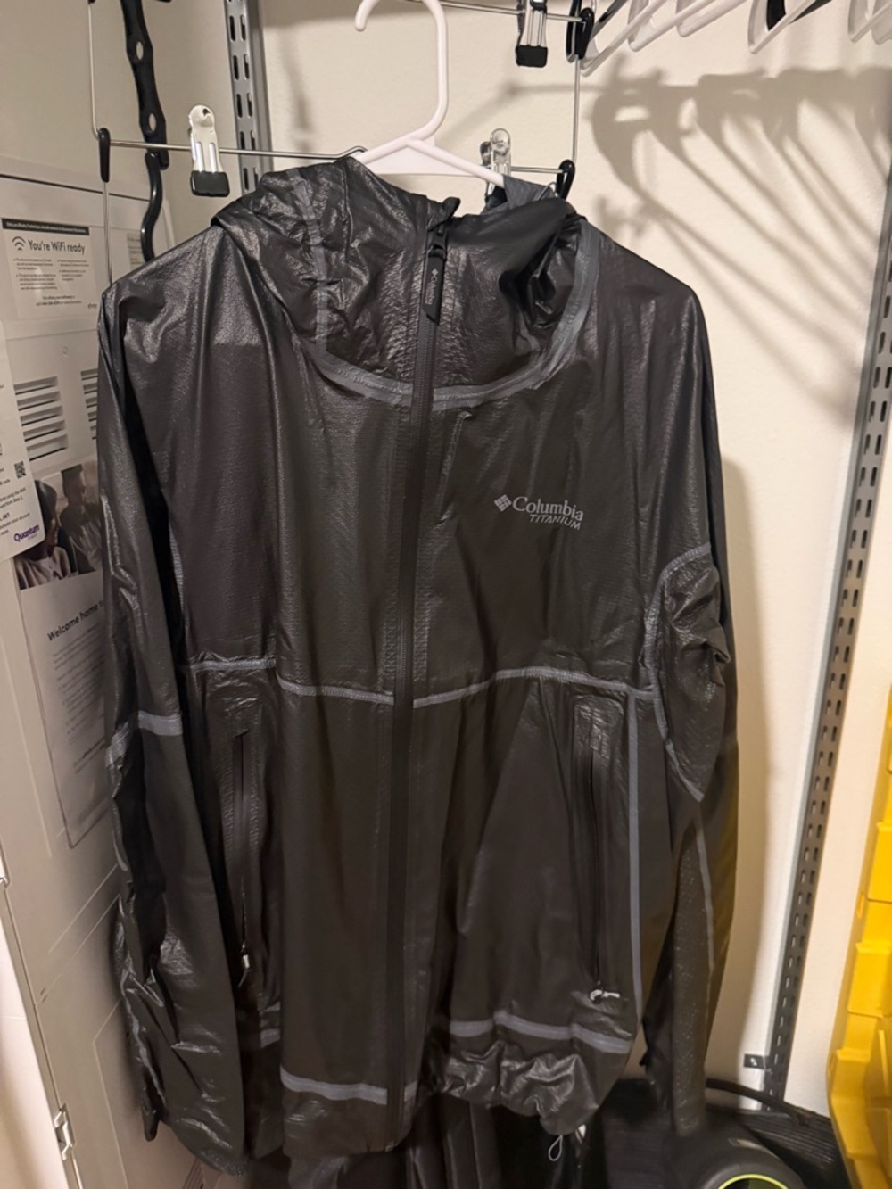 Columbia Black Titanium Hooded Packable Rain Shell